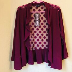 Nina Leonard Women's Plus Size 3X  Ruffle Bolero Wine Burgundy Color